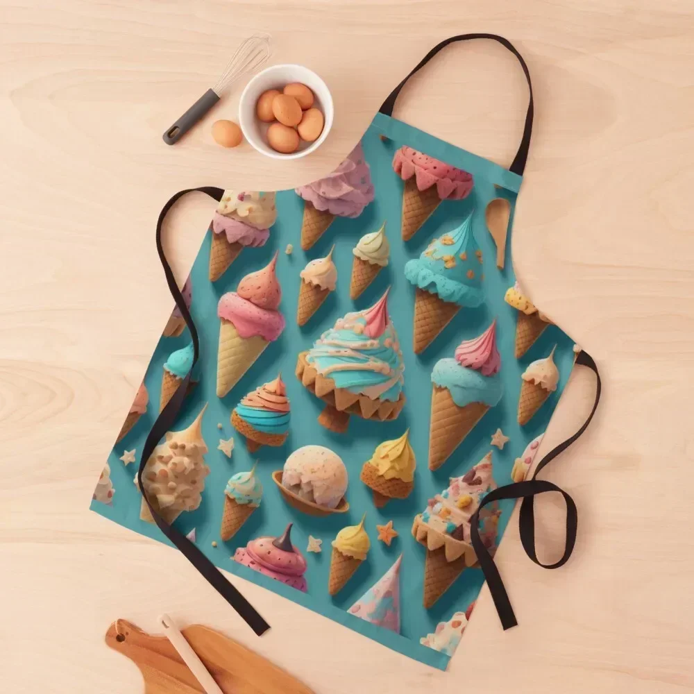 

Icecream Apron Kitchen Items Kitchen For Man Waterproof women christmas 2025 Apron