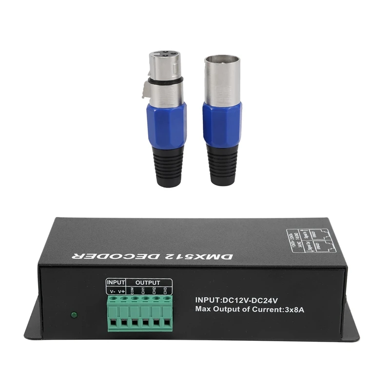 調光器付きハイパワーデコーダー,dmx LEDコントローラー,rgbまたはrgbライト,3チャンネル,dmx 512,dc 12v-24v