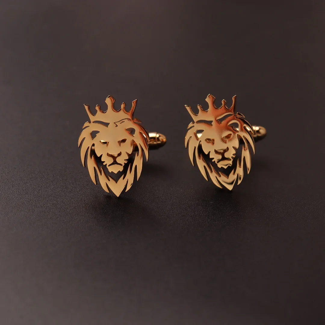 1 paar Edelstahl Manschettenknöpfe Männer Manschette ButtonLion Eagle Kreuz Sikh Symbol Für Hochzeit Hemd Abzeichen Pin Business Hemd Manschette – Detail 3