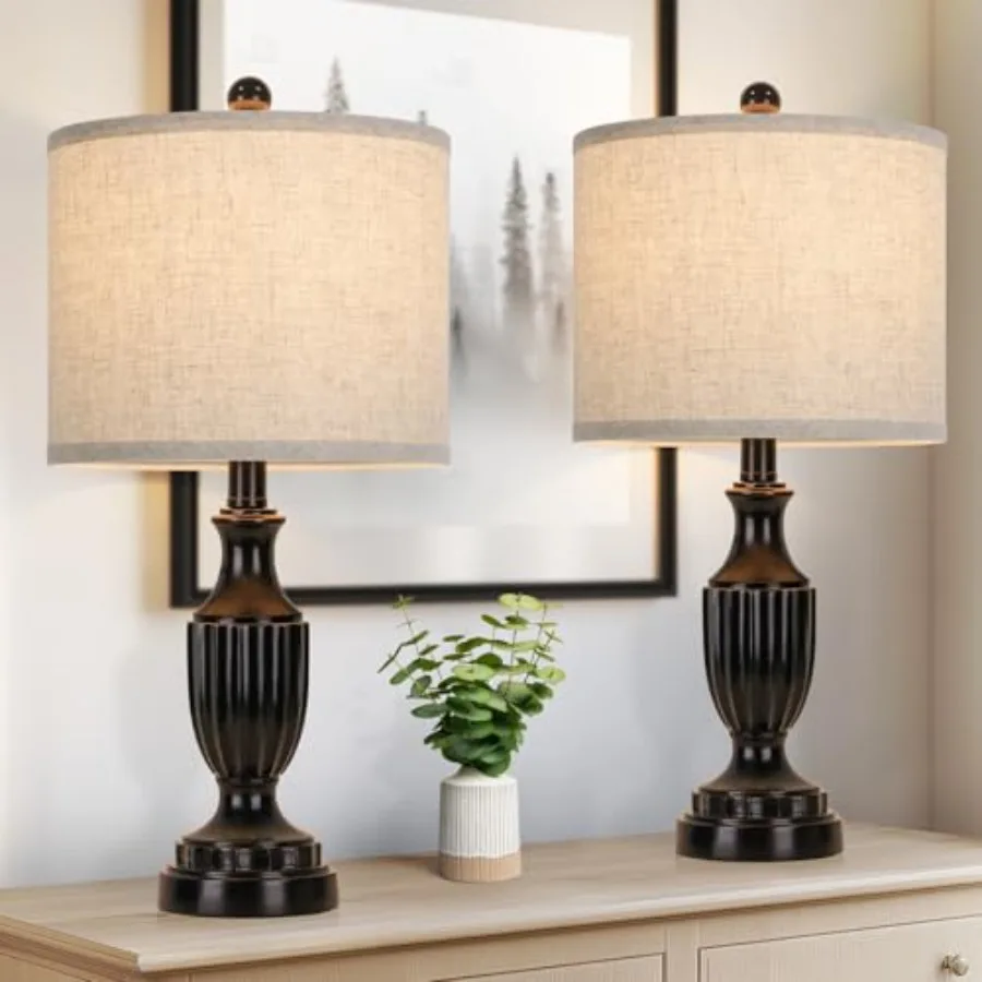 

Набор из 2 матовых винтажных настольных ламп в стиле фермерского дома для гостиной, спальни, прикроватной тумбочки, антикварные прикроватные настольные лампы