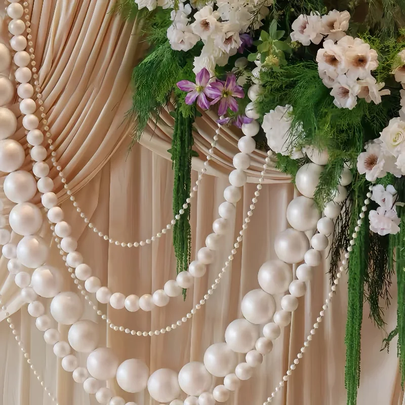 Guirlande de perles pour fond de scène de mariage, bricolage, fausses perles pour décoration de plafond et de mur, décoration élégante de fête bohème pour la Saint-Valentin