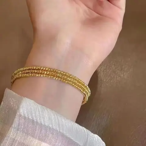 Sansheng Sanshi 금 팔찌, AU750 3원 조절 가능한 탄성 팔찌, 틈새 18K 핸드 주얼리.