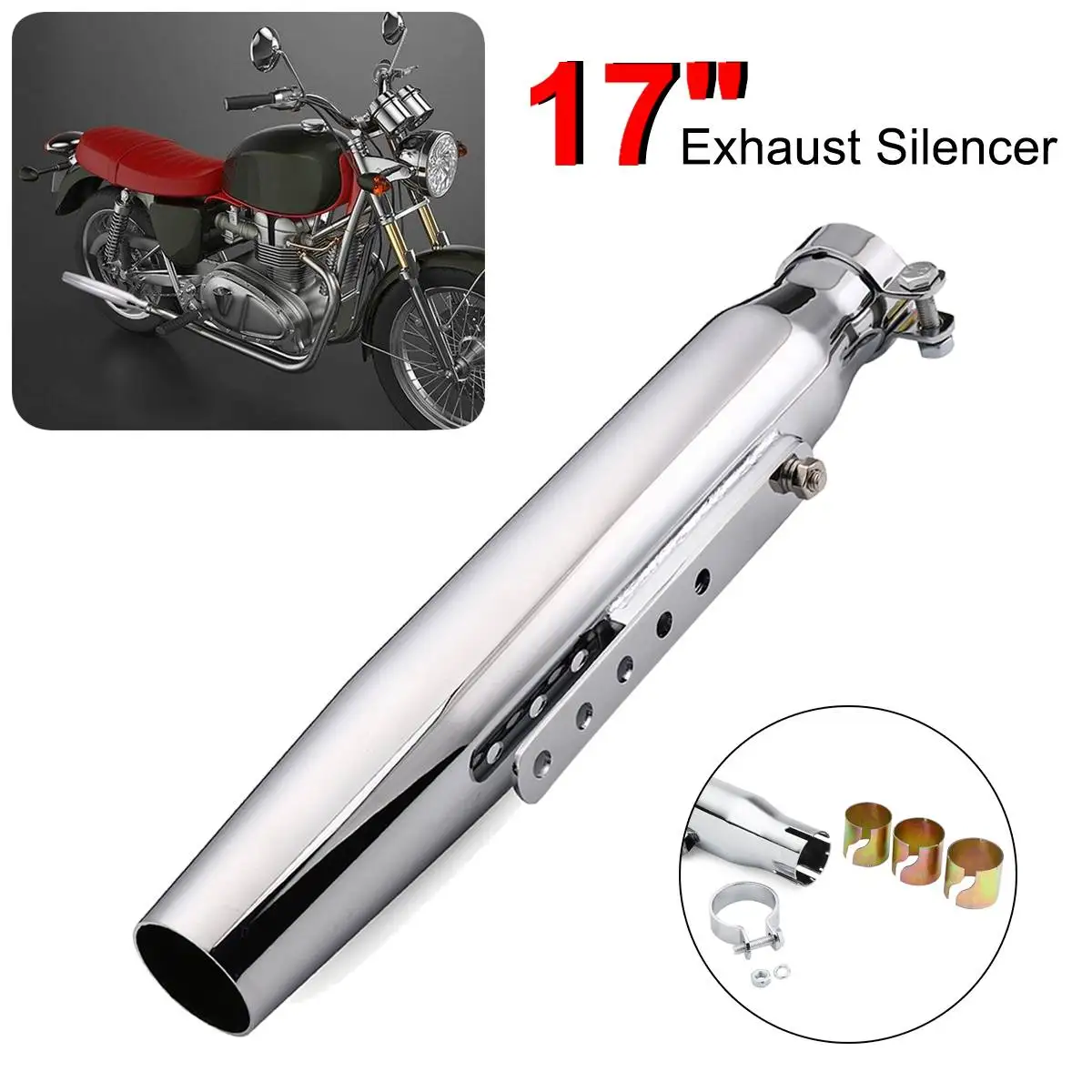 Universal Motorcycle Exhaust Muffler Retro Vintage Classic Electroplating Escap Moto for cg125 sr400 cb500 vt500 CM300 500 Cafe