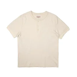 Red Tornado Short Sleeve Henley T-Shirt Heavyweight Cotton Men Every Day Tee Amekaji