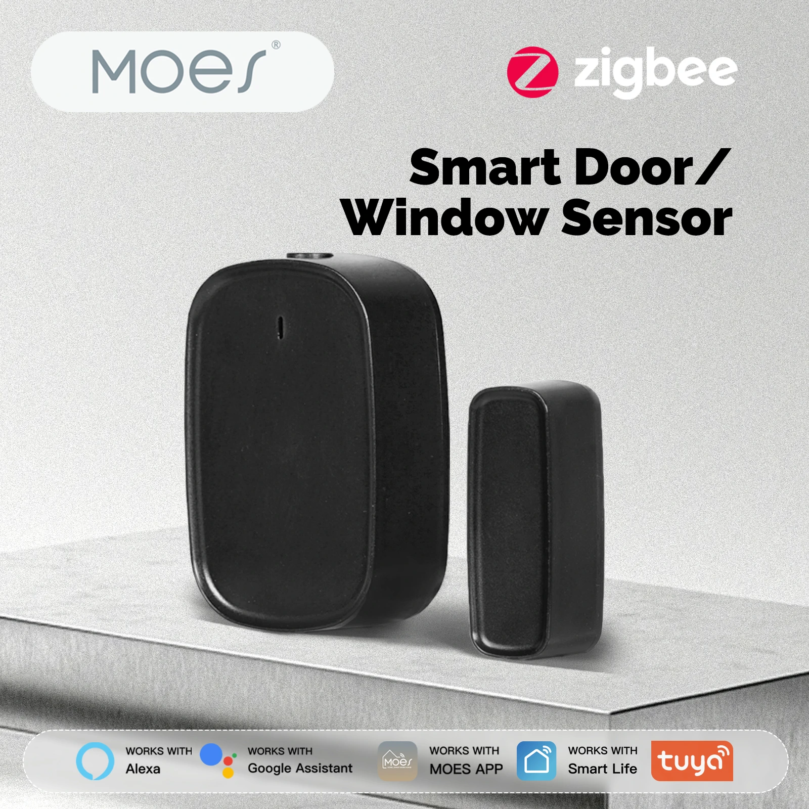 MOES Tuya Smart ZigBee Window/Door Sensor Detector App Remote Control Smart Home Security Alarm System Support Alexa Google Home