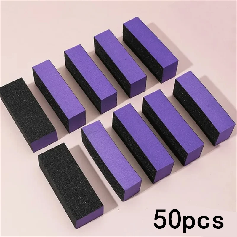 10/20/50pcs 3 Side Sponge Nail Buffer Sanding Block Polisher Buffing File 100/180 Grit Nail FilesNail Art Pedicure Manicure Tool