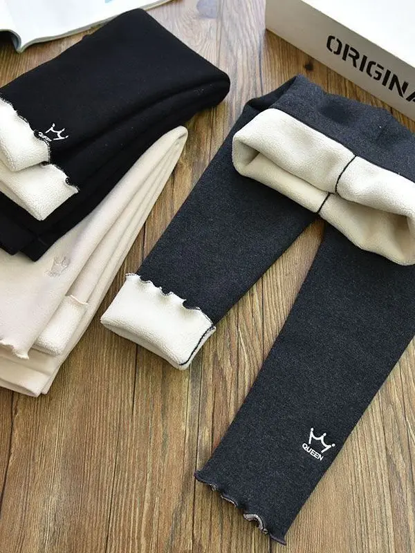 Plones de Invierno Cálidos y Cómodos con Forro Polar ueso para Niñas, Plones Largos de Cintura Alta, Ropa Exterior ...