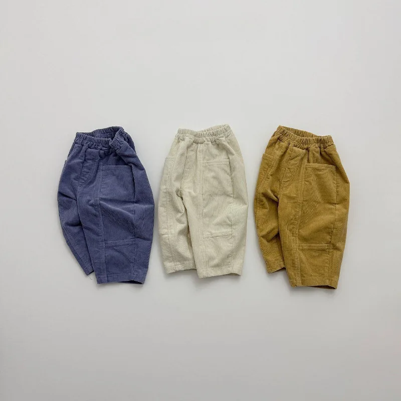 Girls Pants 2026 Autumn and Winter New Childrens Clothing Korean Boys and Girls Thickened Loose Strip Velvet Straight Tube Pants