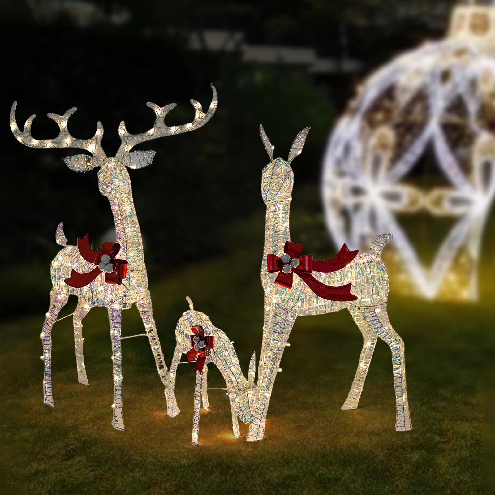 LED 3 Cervo de Natal com Luzes Decorações de Natal ao Ar Livre Decoração de Natal de Reno