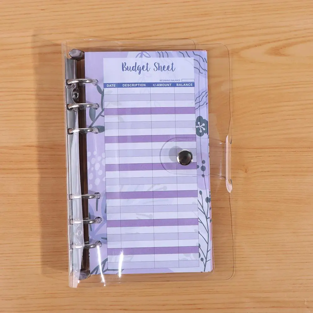 Transparent Loose-Leaf Binder Creative PVC Money Saving Binder Cash Envelopes Cash Budget Card A6 Budget Planner