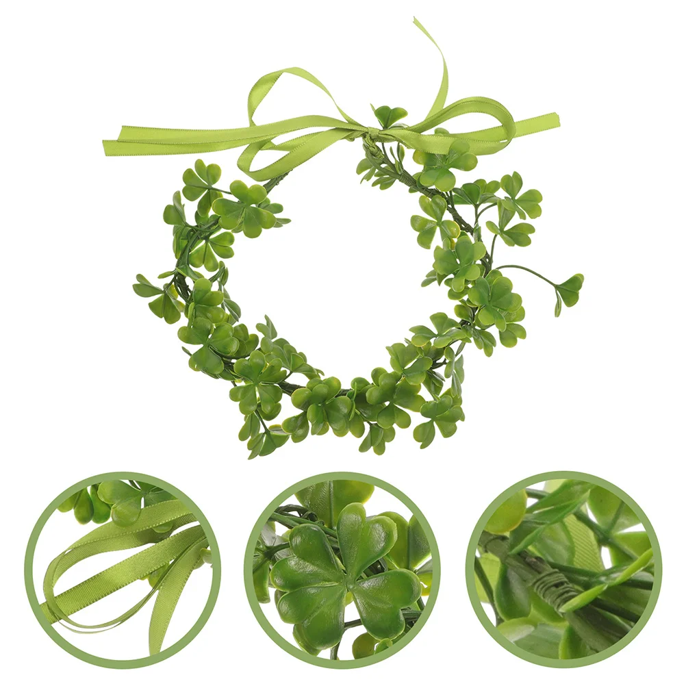 

2Pcs Shamrock Leaf Crown Green Floral Headband Adjustable Ribbon St Patricks Day Wedding Bride Party Accessories Irish Tiara