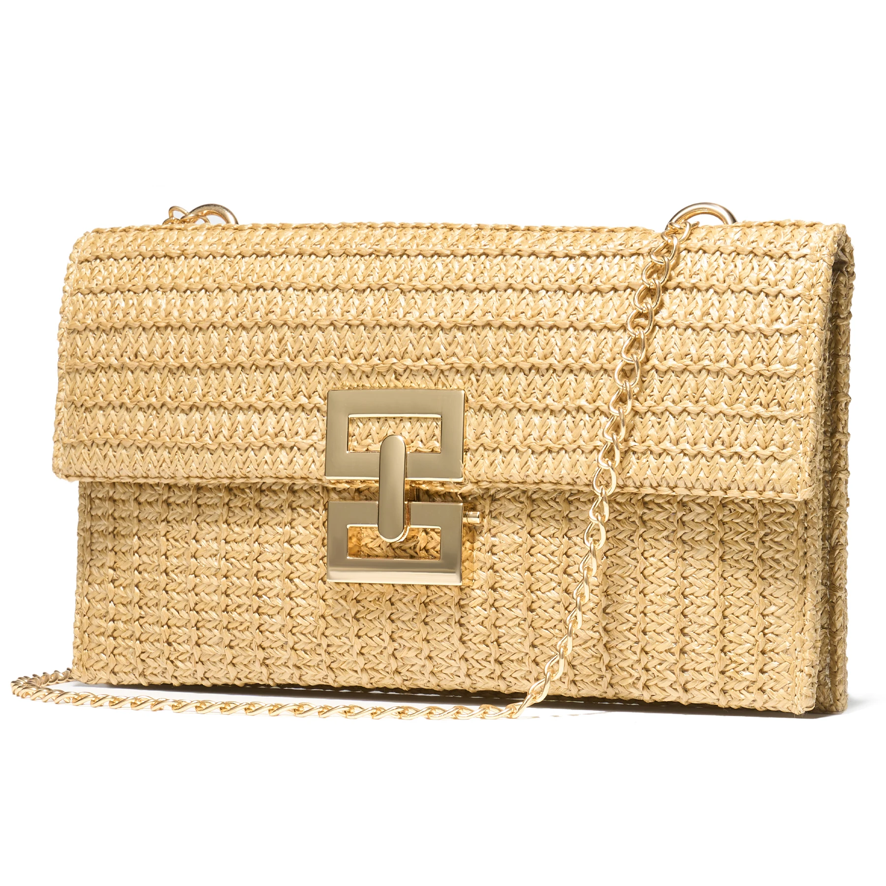 

Fashion Straw Purse Woven Beach Bag Summer Clutch Purse Boho Crossbody Bags for Women Small Raffia Shoulder Bag