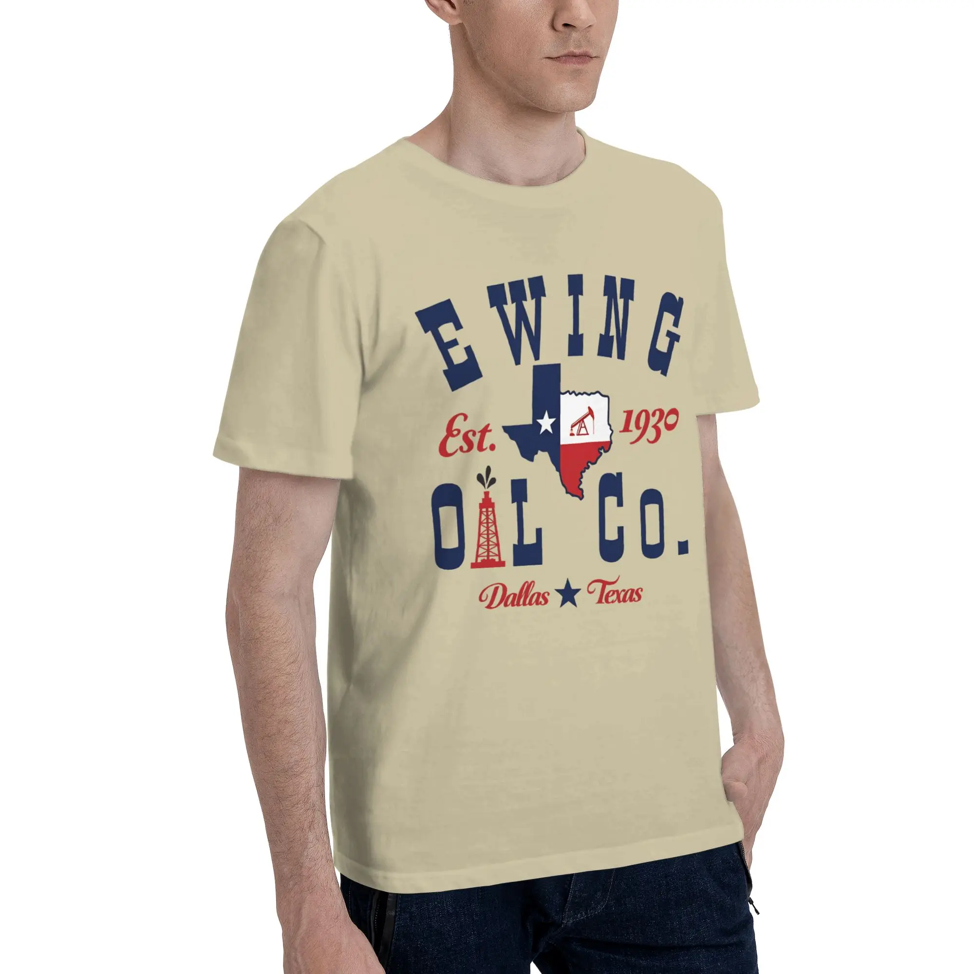 Men Women Graphic Ewing Oil Co. Dallas 70s TV Show   Tee T Shirt Cotton  T-shirts Clothing