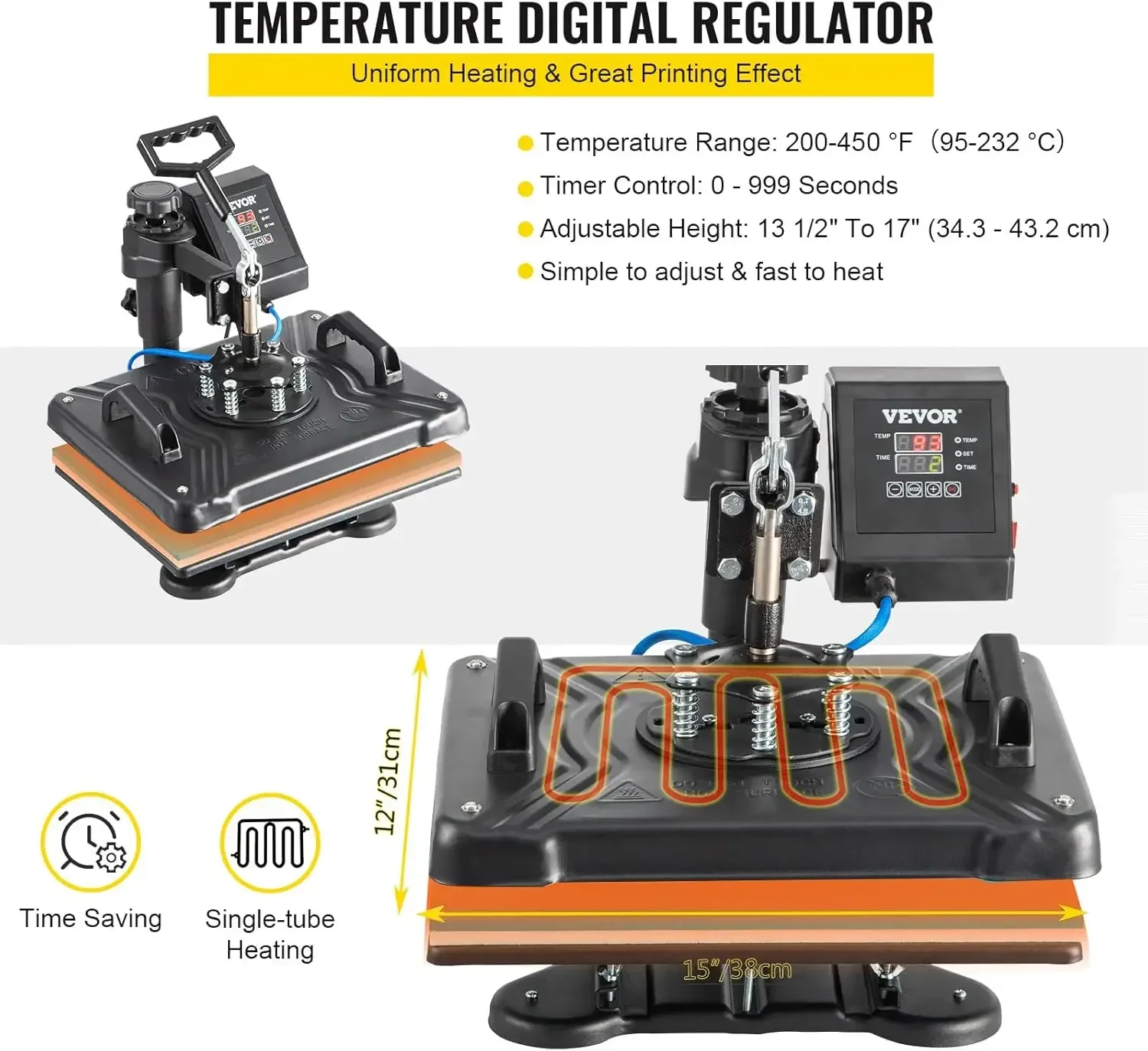 [Precio con descuento, ¡gran oferta! ]comer la máquina de prensa - 6 en 1 calor 15x12 pulgadas, control digital de la máquina de camisetas, 360 °   Swing Away Heat T