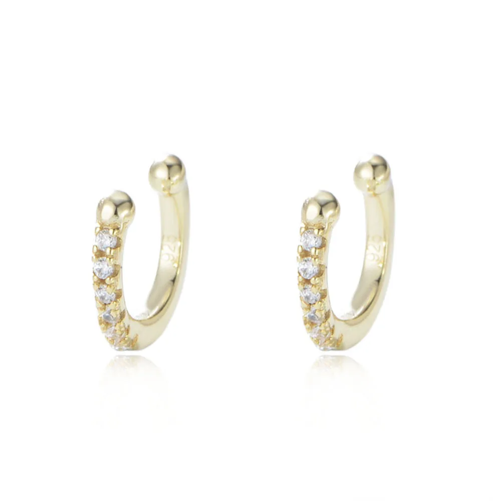 

S925 Sterling Silver C-Shaped Ear Clips - Fashion Cold Style Inlaid Diamond, Non-Piercing Women's Ear Bone Clips