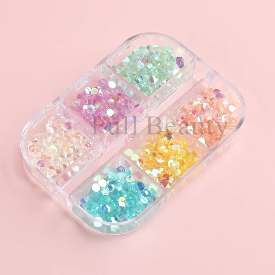 6 grades sereia strass cor misturada decoração de unhas unhas acrílicas flatback cristal contas redondas acessórios de arte de verão