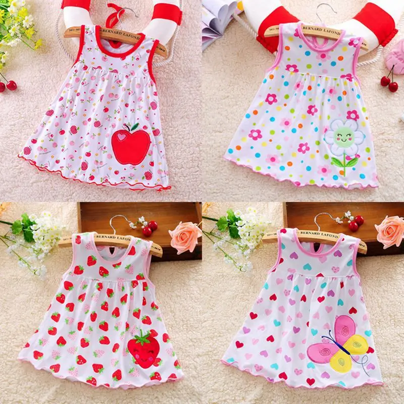 

ZOETOPKID Baby Girl Dresses Girls Infant Cotton Sleeveless Jumper Skirt Summer Baby Dress Printed and Embroidery Clothes