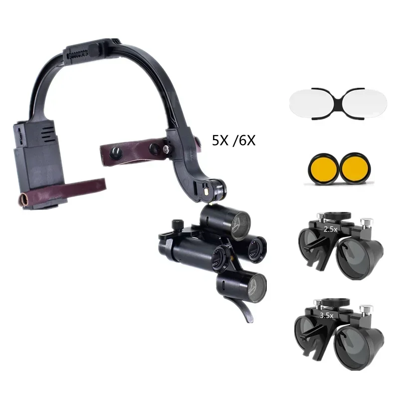 

Upgrade Surgicals Headlight 5.0X 6.0x 3.5x 2.5x Magnification Binocular Loupes With Light For Lab Equipment Headlamp