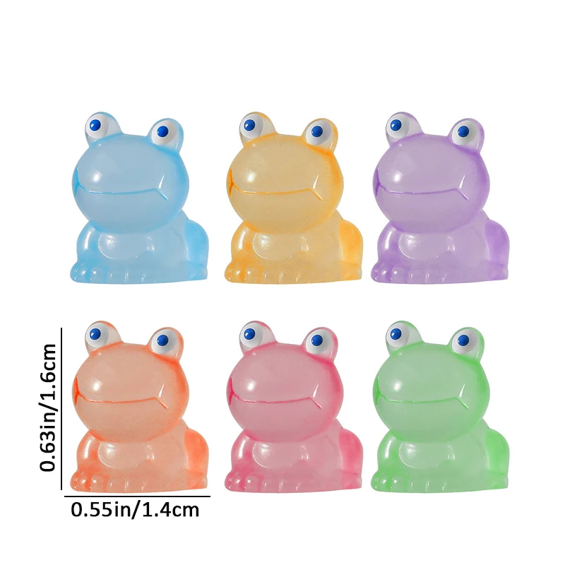 1Pc Mini Fluorescente Little Frog Ornamento Miniatura Figuras Minúsculas Sapo Resina Artesanato Micro Dollhouse Decoração