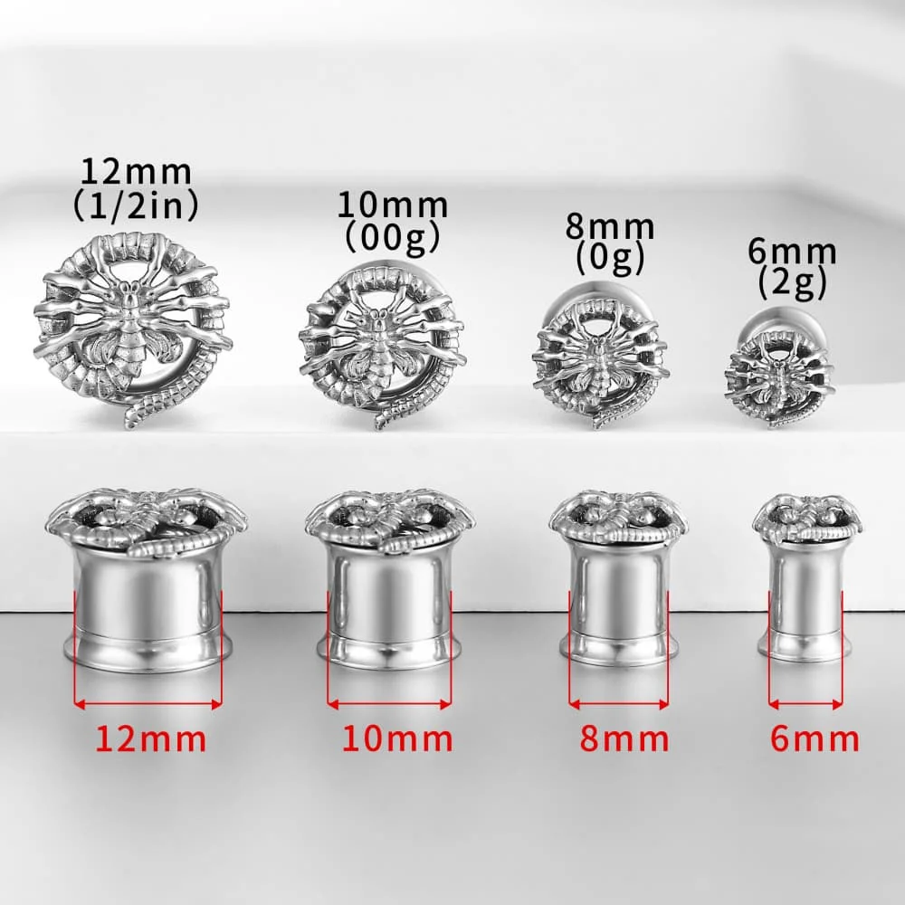 Casvort 2 Stück 316L Edelstahl Ohrstecker Tunnel mit Schraubverschluss Ohrdehner Piercing Körperschmuck im Punk-Stil – Detail 9