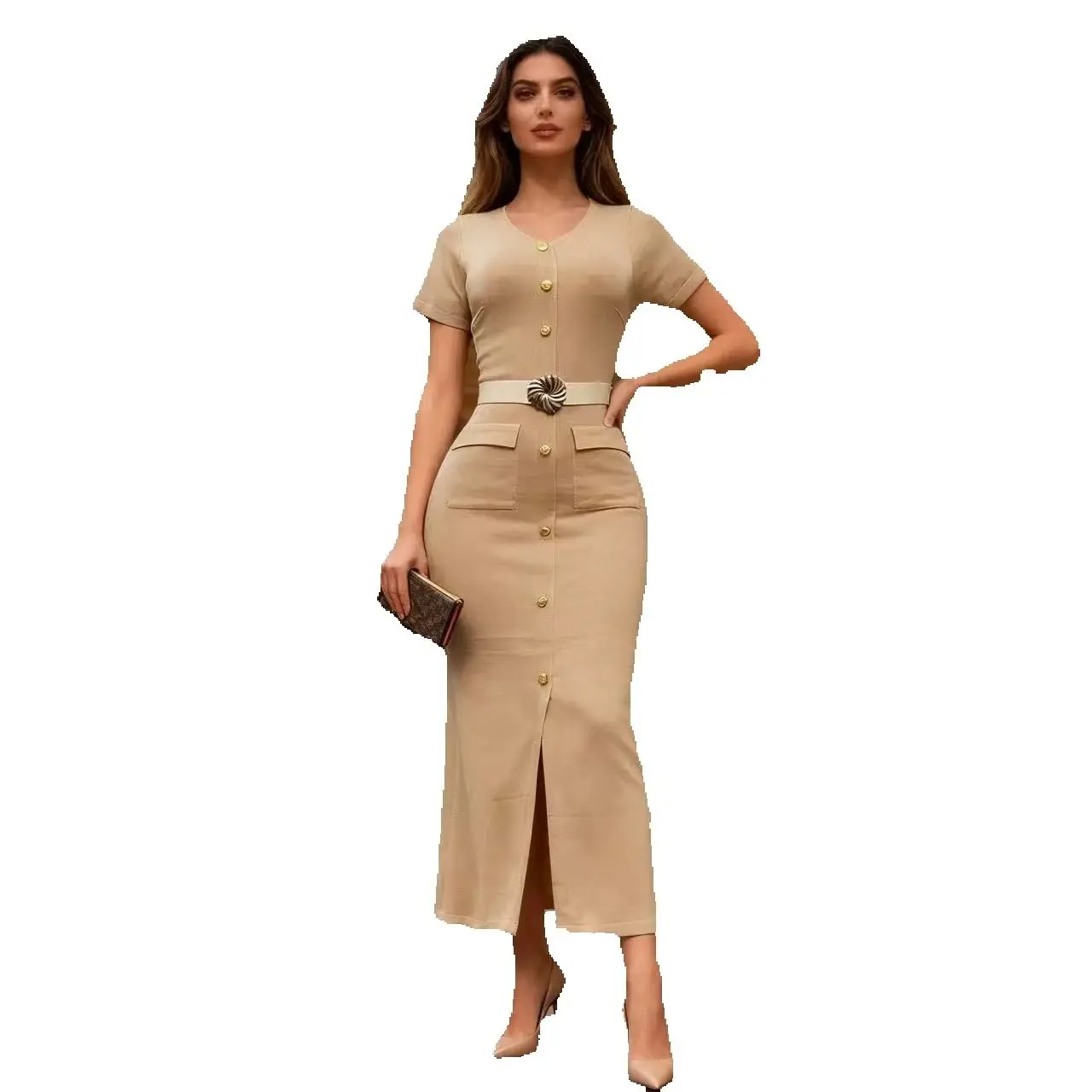 

EINY Шикарные элегантные вечерние платья миди для женщин, длинные платья с короткими рукавами, облегающее модное повседневное винтажное вечернее вечернее платье ﻿