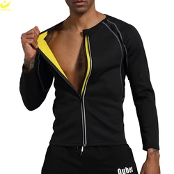 LAZAWG Men Neoprene Jacket Weight Loss Long Sleeve Sweat Top for Fats Burner Rapid Sweating Body Shaper Thin Thermo Sport Shirt