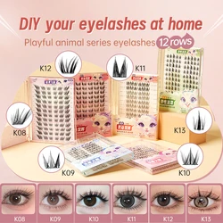 Yelix DIY Cluster Eyelash Extension Dovetail Segmented Lashes Natural Soft False Eyelashes Daily Makeup Supplies