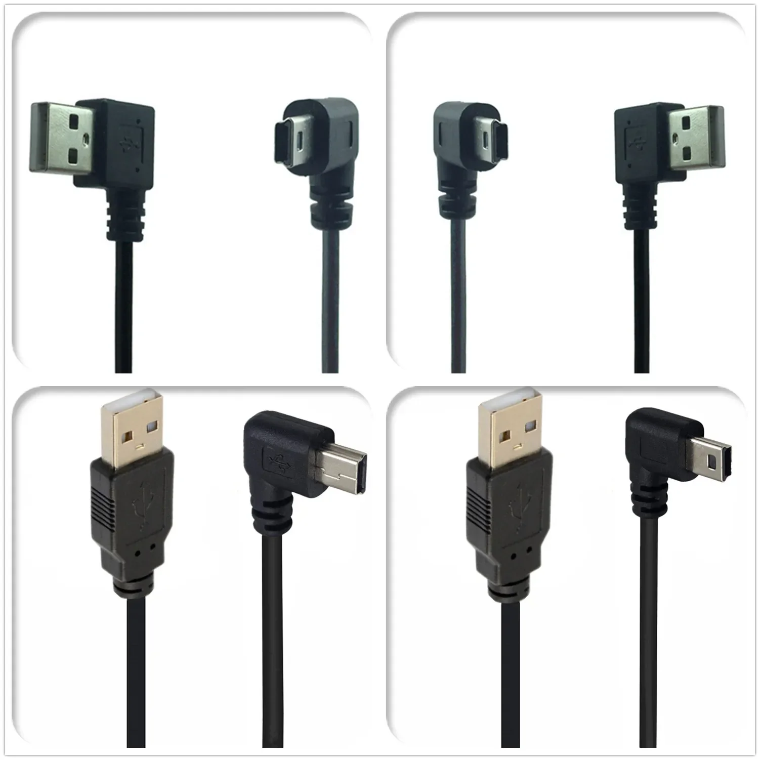 Double 90 Degree Right Angle Mini USB 5 Pin T Port Short USB 2.0 Cable Type A Male to Mini B Fast Charger Date Cable 25CM