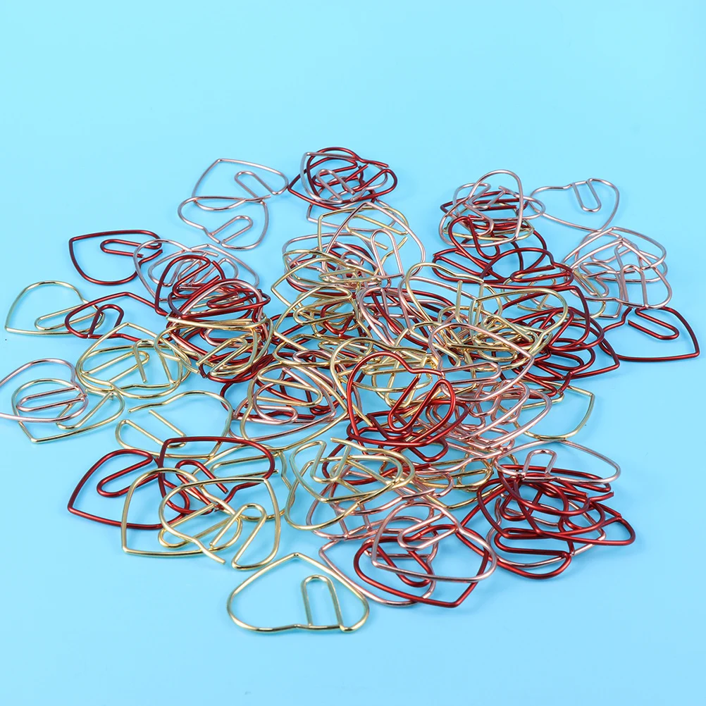 50 قطعة مشابك ورق على شكل قلب إشارة مرجعية إبداعية معدنية ملونة لمكتب المدرسة دفتر التقويم المفكرة ملصق ملاحظات الموثق #6