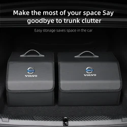 Large Capacity Carbon Fiber Leather Car Trunk Organizer For Volvo AWD C30 C70 S60 S80 S90 T6 V50 V60 V70 V90 XC40 XC60 XC70 XC90