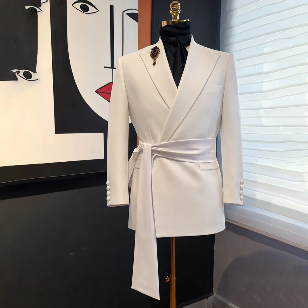 

Solid Color Men's Suits Blazer Formal Prom Party One-Button Coat Customzied 2 Piece Jacket Pants Sets High Quality Outfits