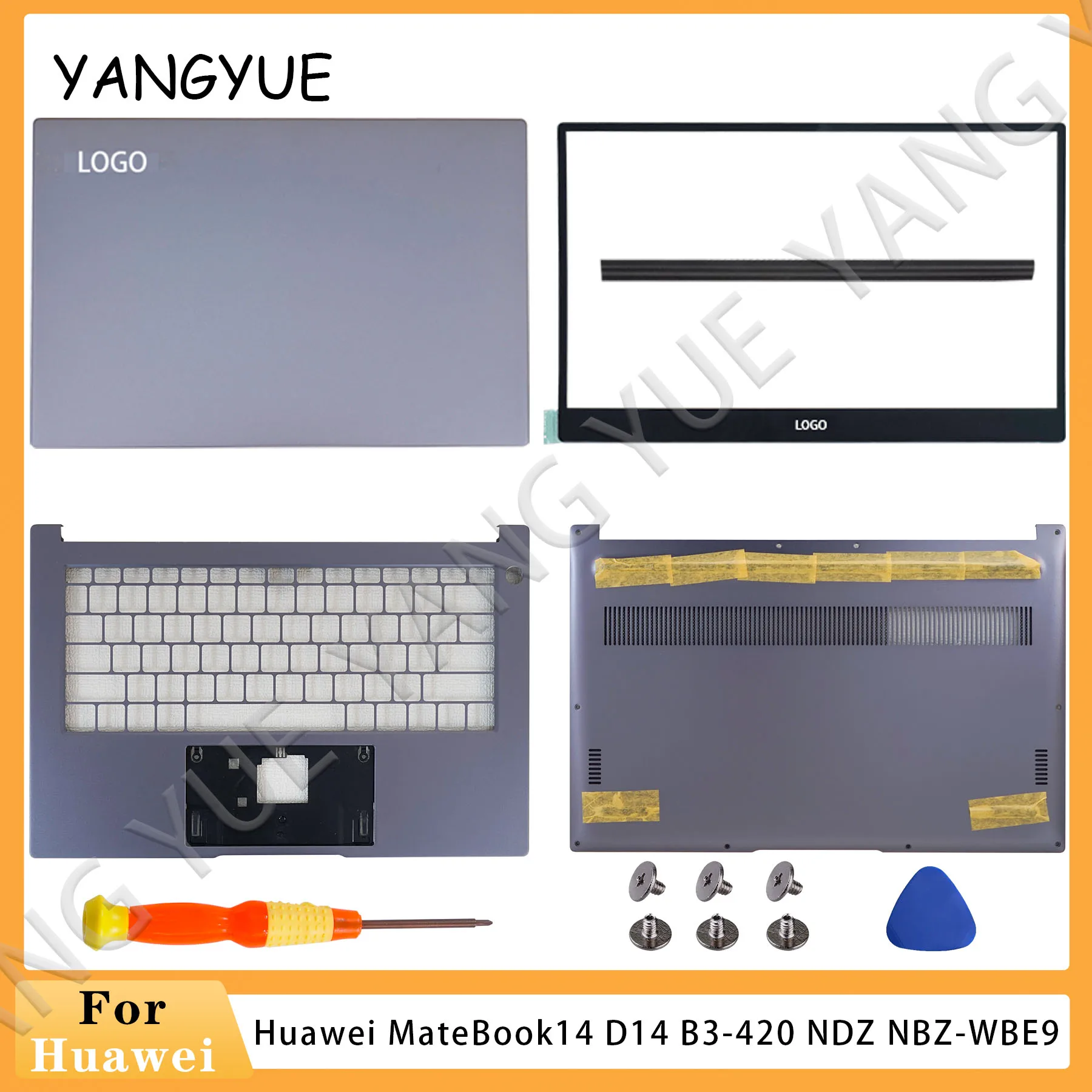 New Laptop Cover For HUAWEI MateBook14 D14 B3-420 NDZ NBZ-WBE9 LCD Back Cover Palmrest Bottom Front Bezel Base Housing Replace