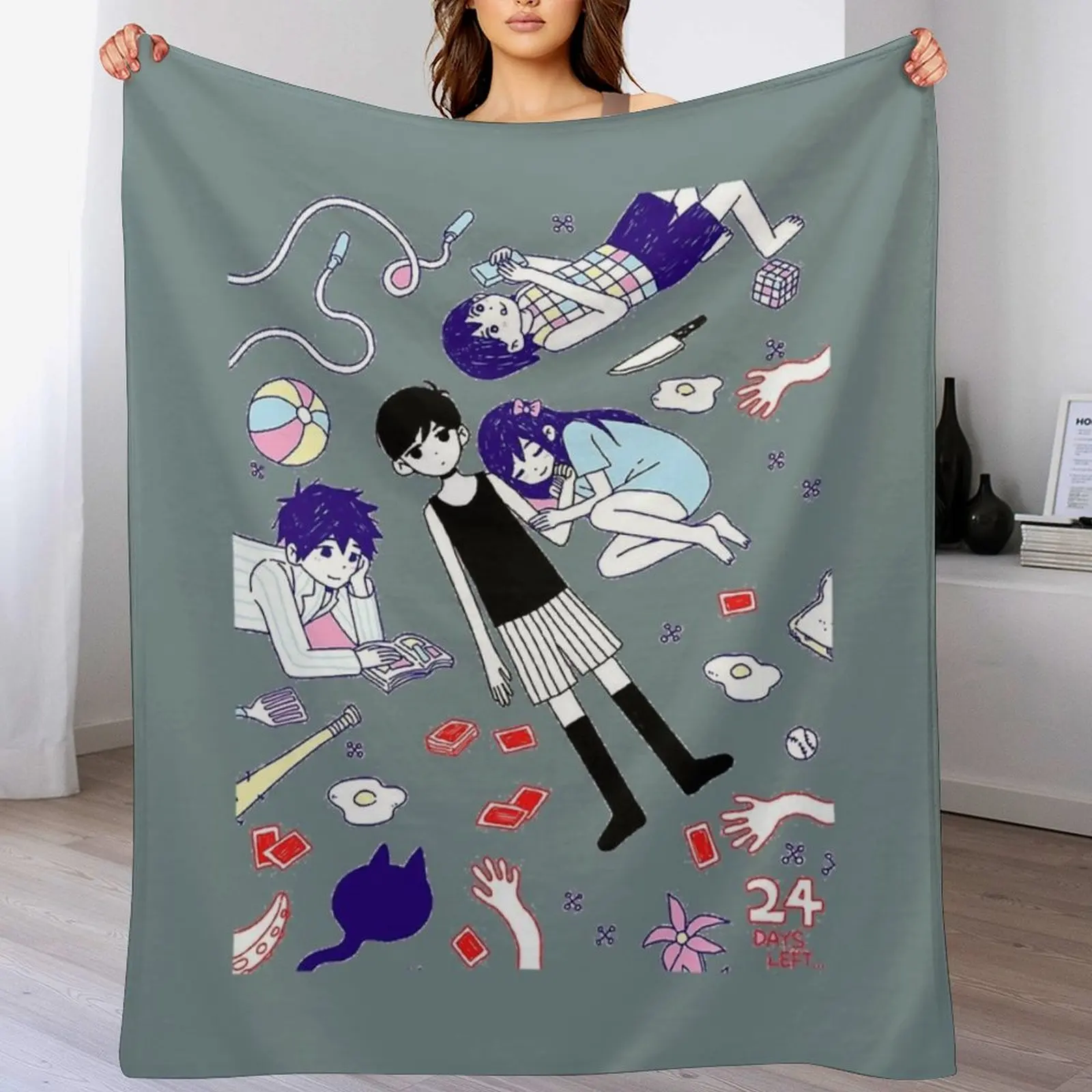 

omori Throw Blanket Cozy Warm Blanket for Bed Room Decor