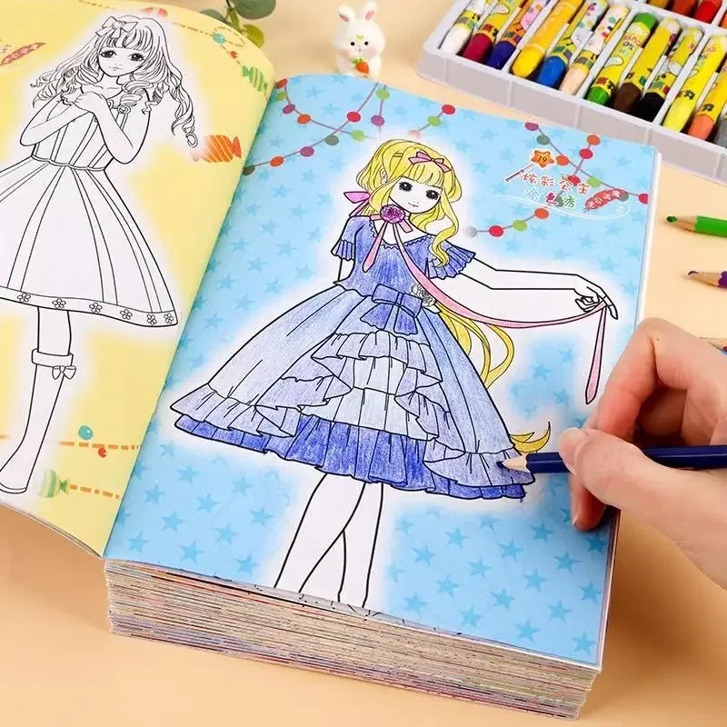 

Colorful Princess Coloring Books 6 books/Set Girls Drawing Book Children Graffiti Painting Picture Libros School Supplies