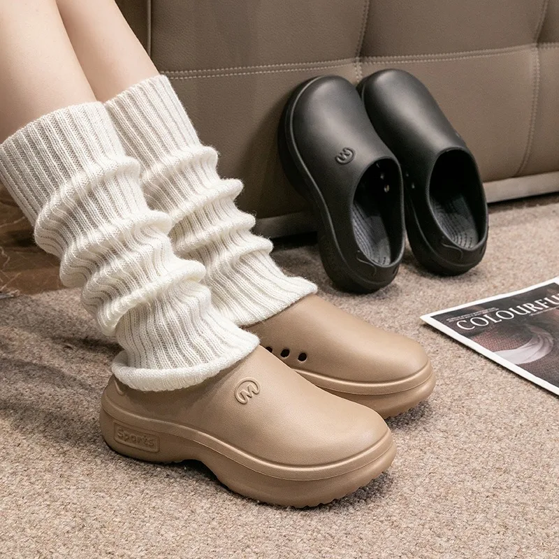 Sandalias de plataforma gruesas con punta cerrada para mujer, cómodas zapatillas de Eva de fondo suave, sandalias de playa de suela gruesa antideslizantes para exteriores