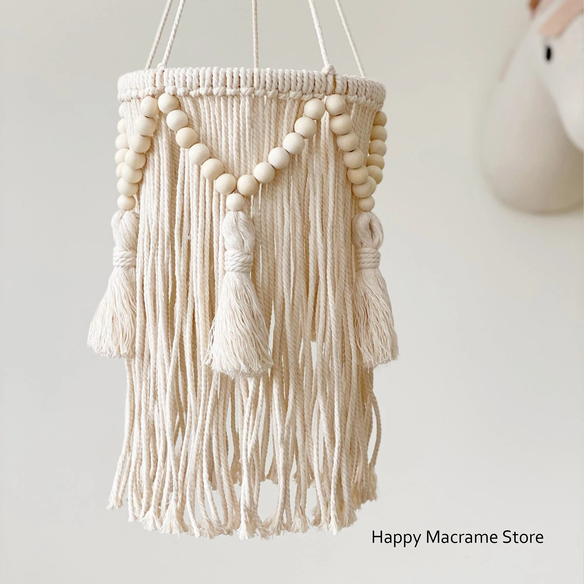 Macrame Mobile Lampshade Nursery Tassel Mobile Ceiling Hanging Wedding Decor Bohemian Decor Boho Chandelier Decoration