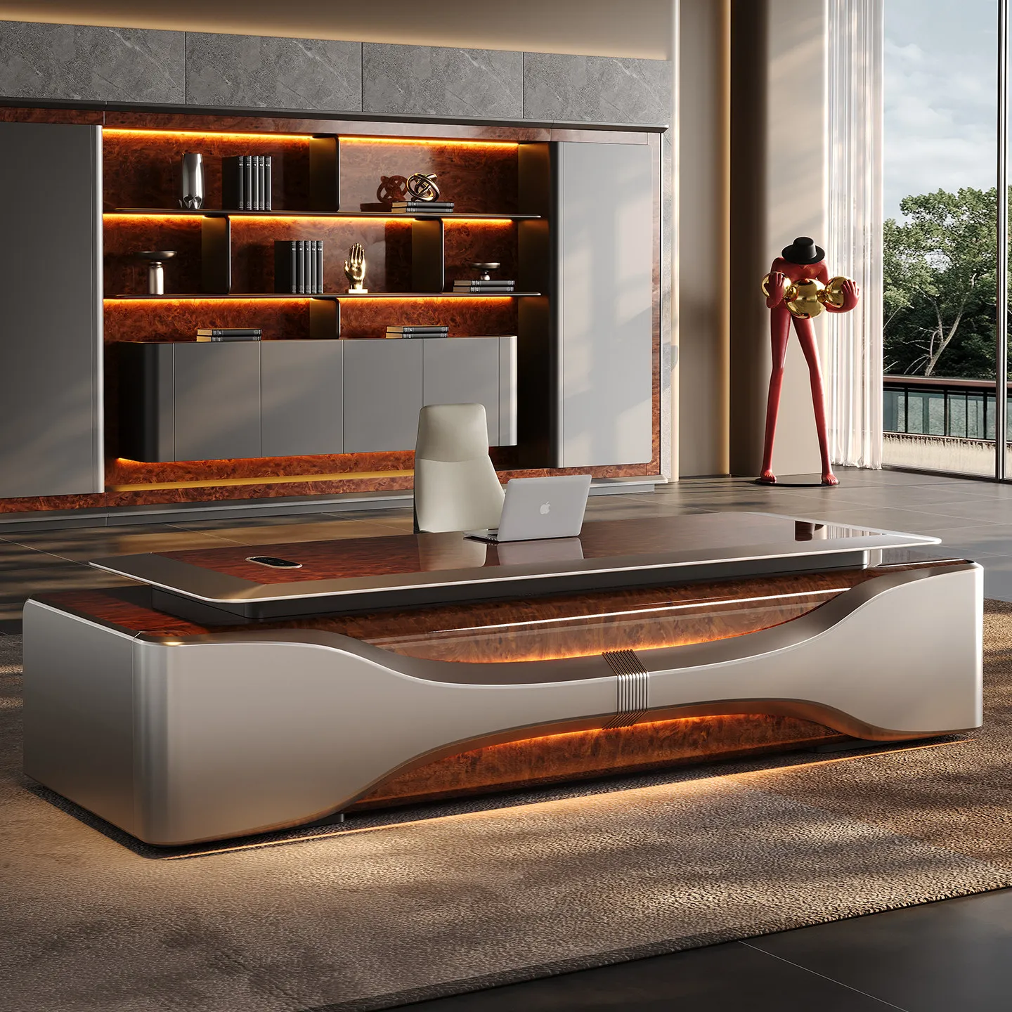 High End Wooden Modular Modern Luxury Healthy Office Desk Chair Combination Customized Color File Drawer Storage for Commercial