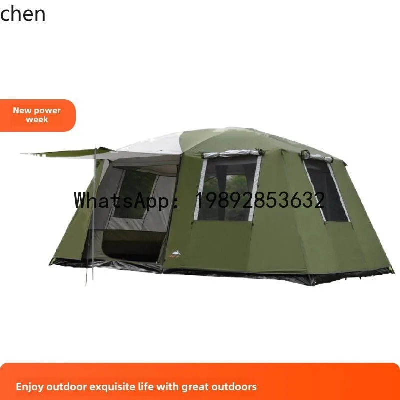 x1 rainstorm protection multi-person double-layer camping outdoor tent 4-6-8 -10 people two rooms shading sun protection