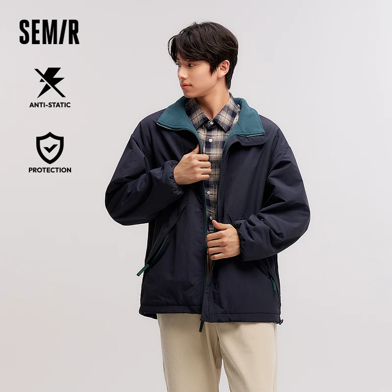 Semir Jacket Men Two-Sided Wear Waterproof, Oil-Resistant and Stain-Resistant 2024 New Winter Antistatic Outerwear