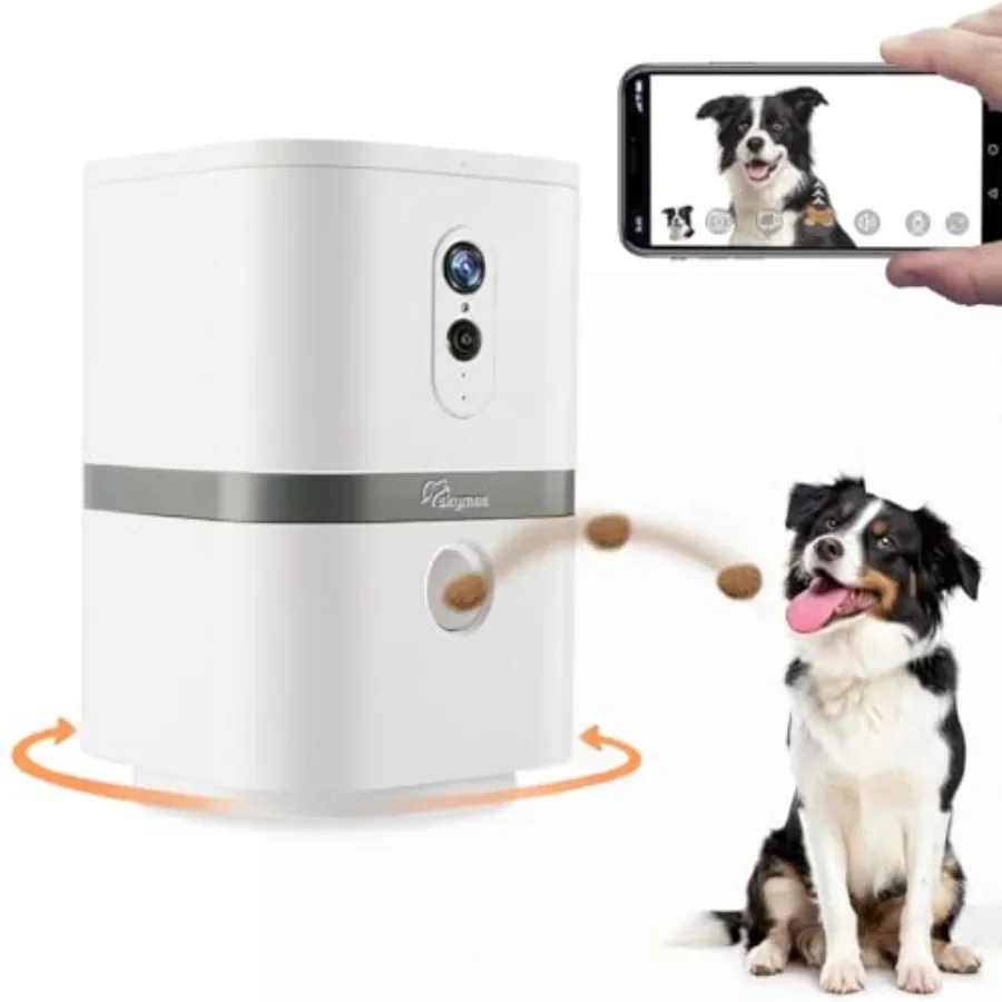 FurStarPetalk AI II Dog Camera 5G WiFi Automatic Treat Dispenser With 180 Pan Full-Room View In Black For Pet Monitoring And Tra