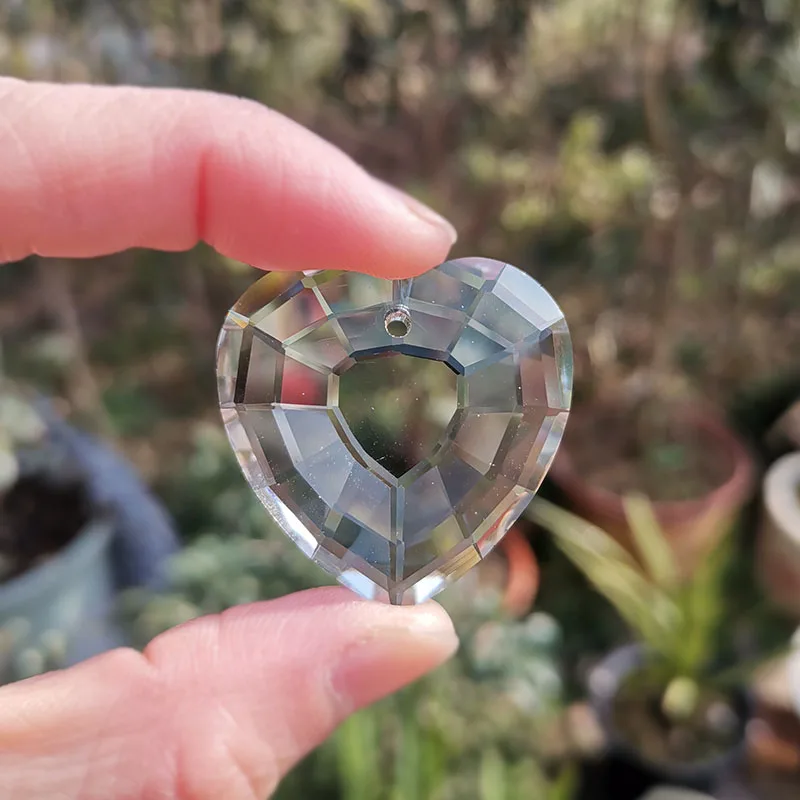 

Crystal peach heart Prism Faceted Hanging Sun Cather Chandelier Parts beads curtain home wedding decor figurine suncathcer