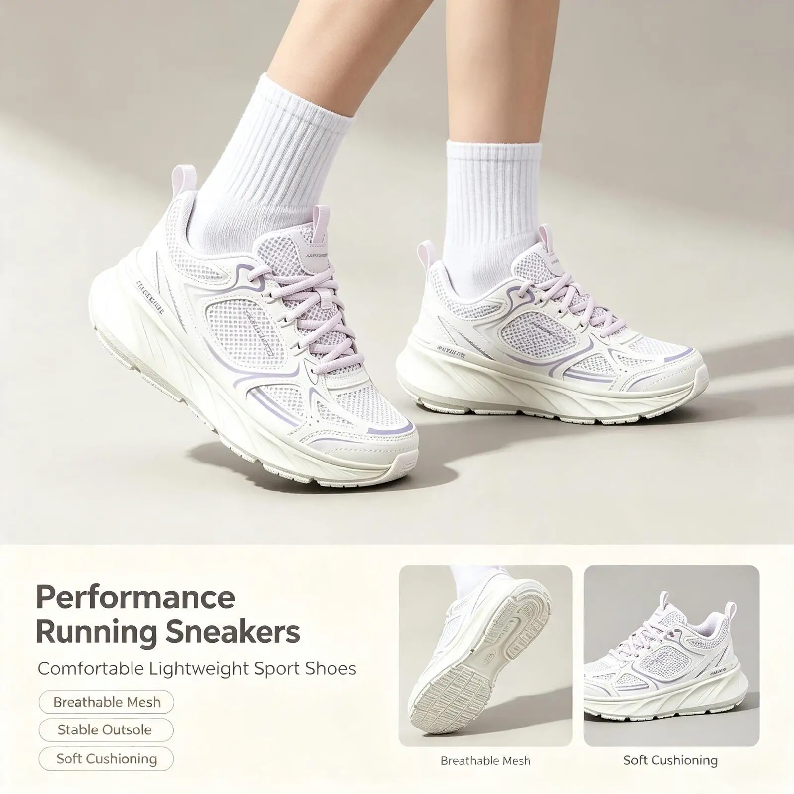 Skechers New Women Running Shoes 150499-LAV Breathable Cushioned Mesh Sports Walking Sneakers