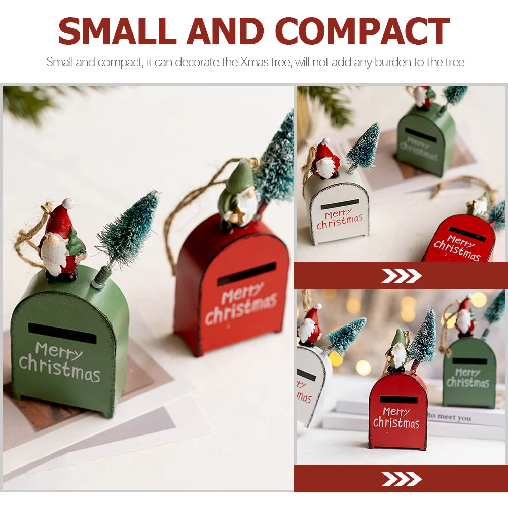 

Christmas Iron Mailbox Decorations Xmas Tree Pendants Festive Scene Layout Supplies for Happy Holidays Xmas Party Decorations