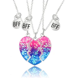 3PCS Magnetic Heart BFF Necklace for 3 Girls, Cute Matching Pendant Necklace Sisters Friendship Jewelry Gifts for Best Friends