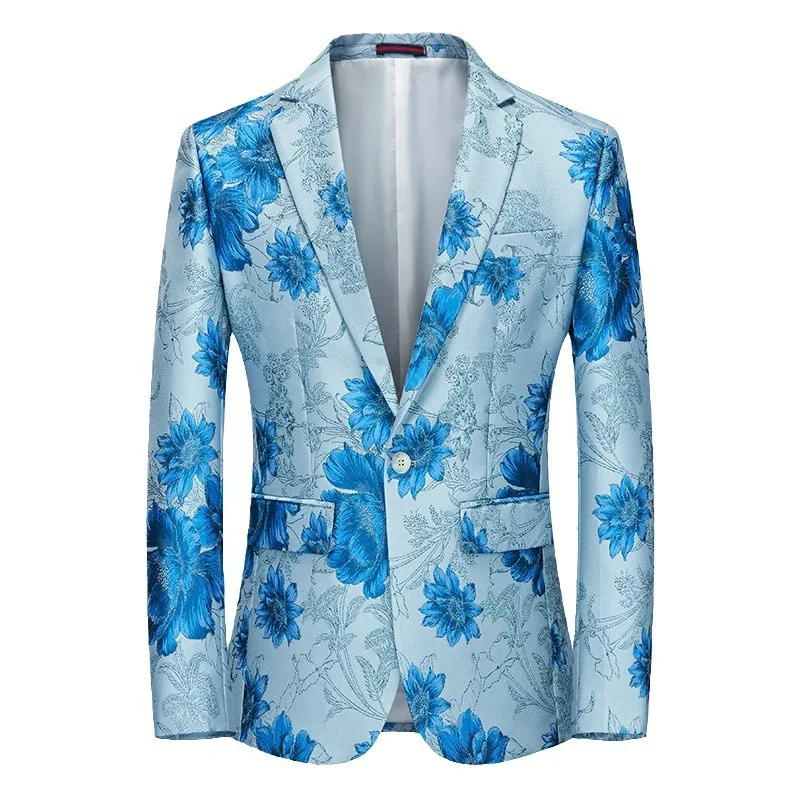 

Cross-border men's fashion colored suits banquet business casual suit jacket singer emcee stage performance dress