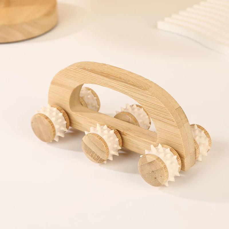 수동 나무 마사지 롤러 도구, 심부 조직 근육 마사지기, 목, 다리, 등