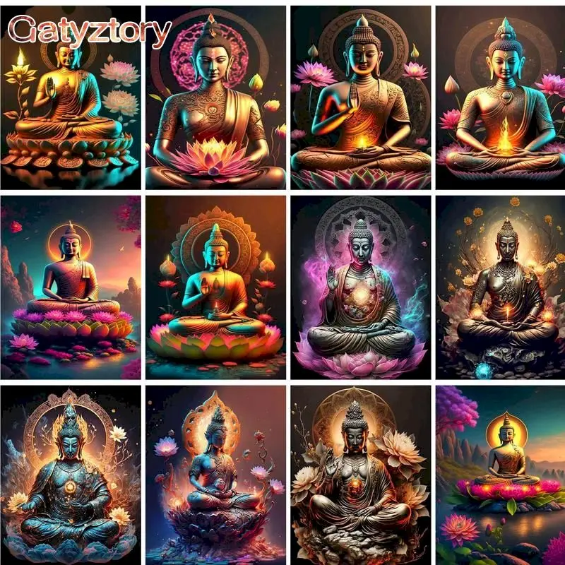 

GATYZTORY 60×75cm Diy Pictures By Numbers Kits For Adults Handpainted Buddha Oil Painting By Number Mordern Home Wall Decor