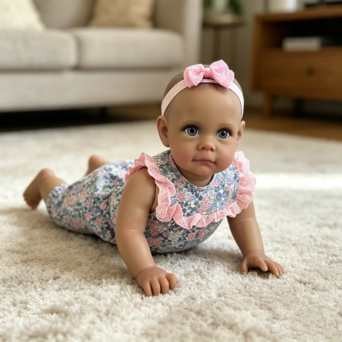 

60CM Dark Skin Maggi Reborn Doll Handmade Lifelike Baby Doll with 3D Multi-Layer Painted Skin Hand-Rooted Hair, Realistic Toy