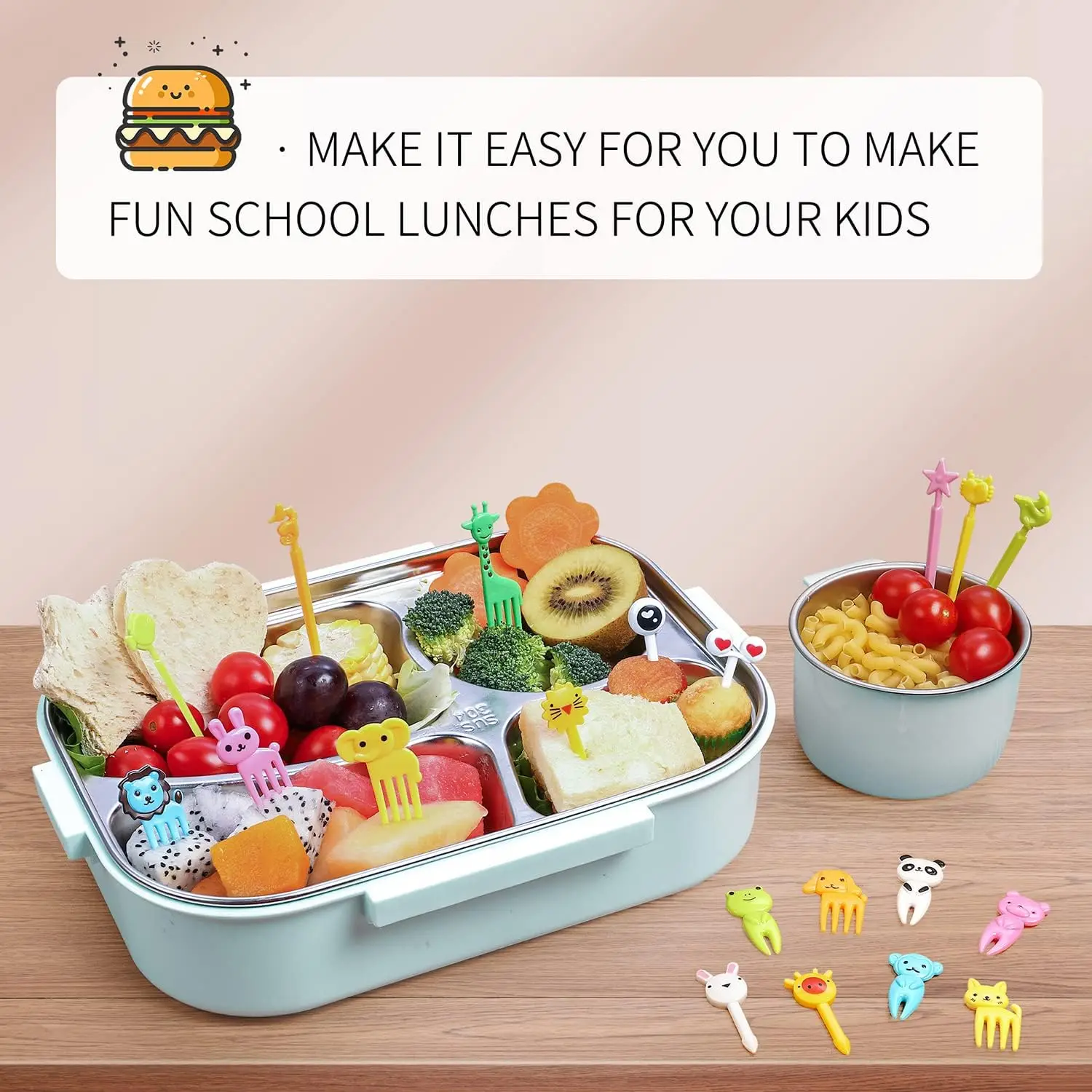 Mini-Frucht-Lebensmittel-Picks für Schulkinder, Kinder, Bento-Lunchbox, Zubehör, niedliches Cartoon-Tier, Bär, Zahnstocher-Set – Detail 7