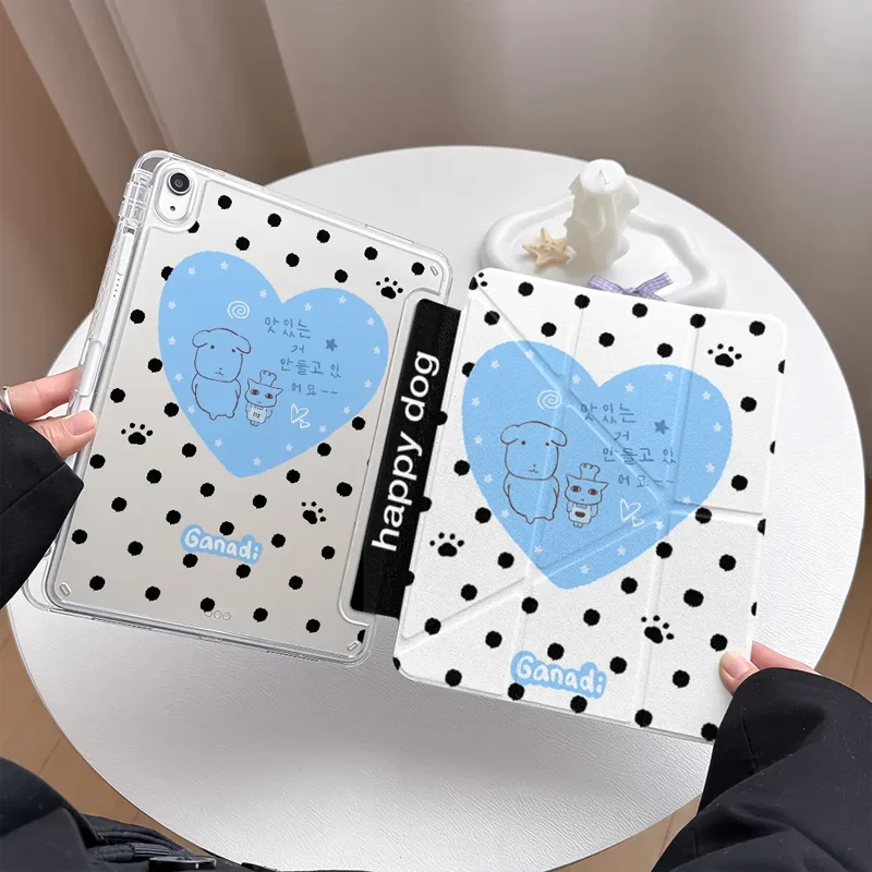 Cute Black Polka Dot Love Dog Niche Tablet Case For iPad Pro 13 11th A16 12.9